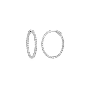 Oval In/Out Hoop Earrings in White Gold