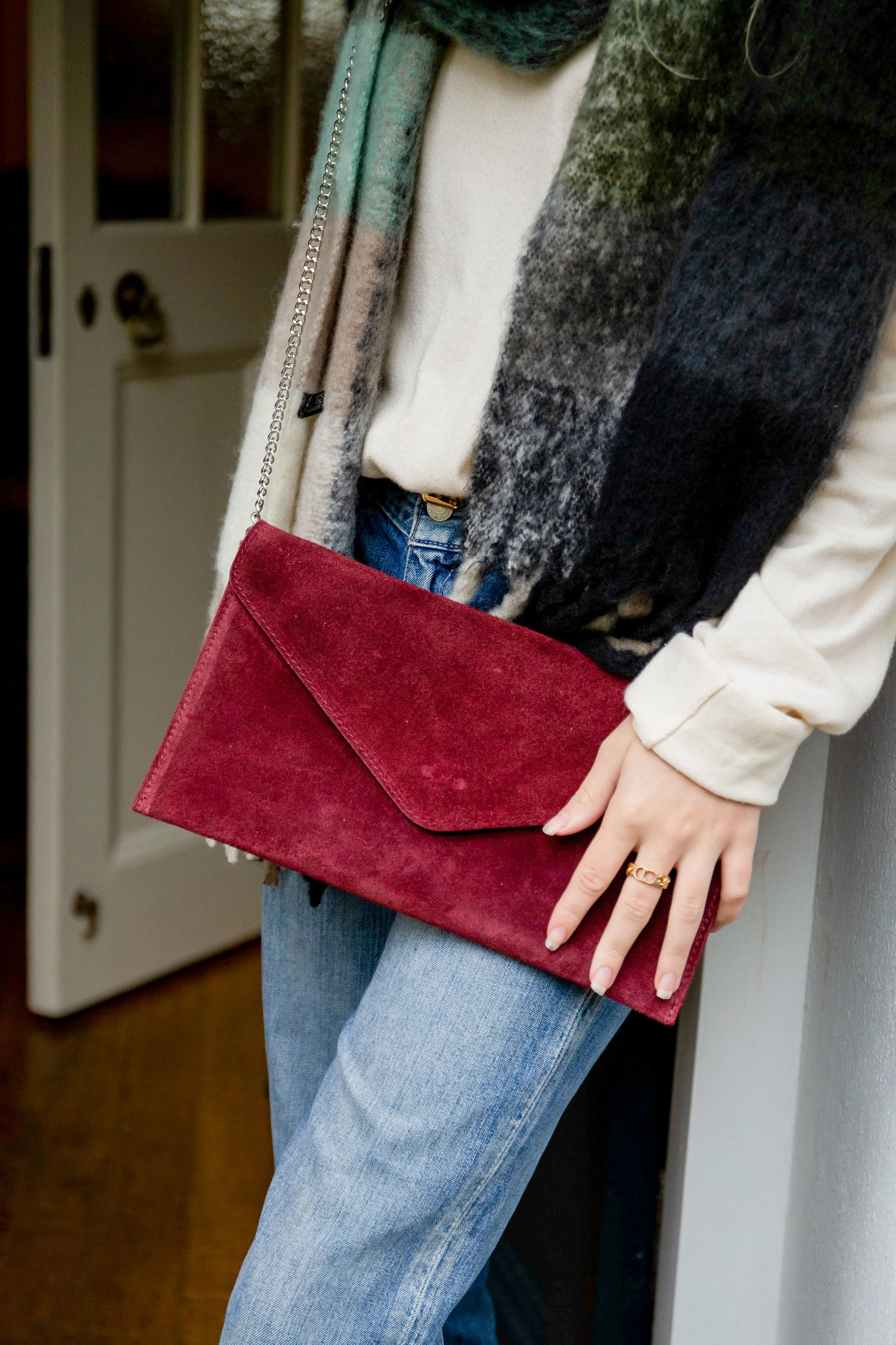 Personalised Suede Clutch Bag In A Choice Of Colours