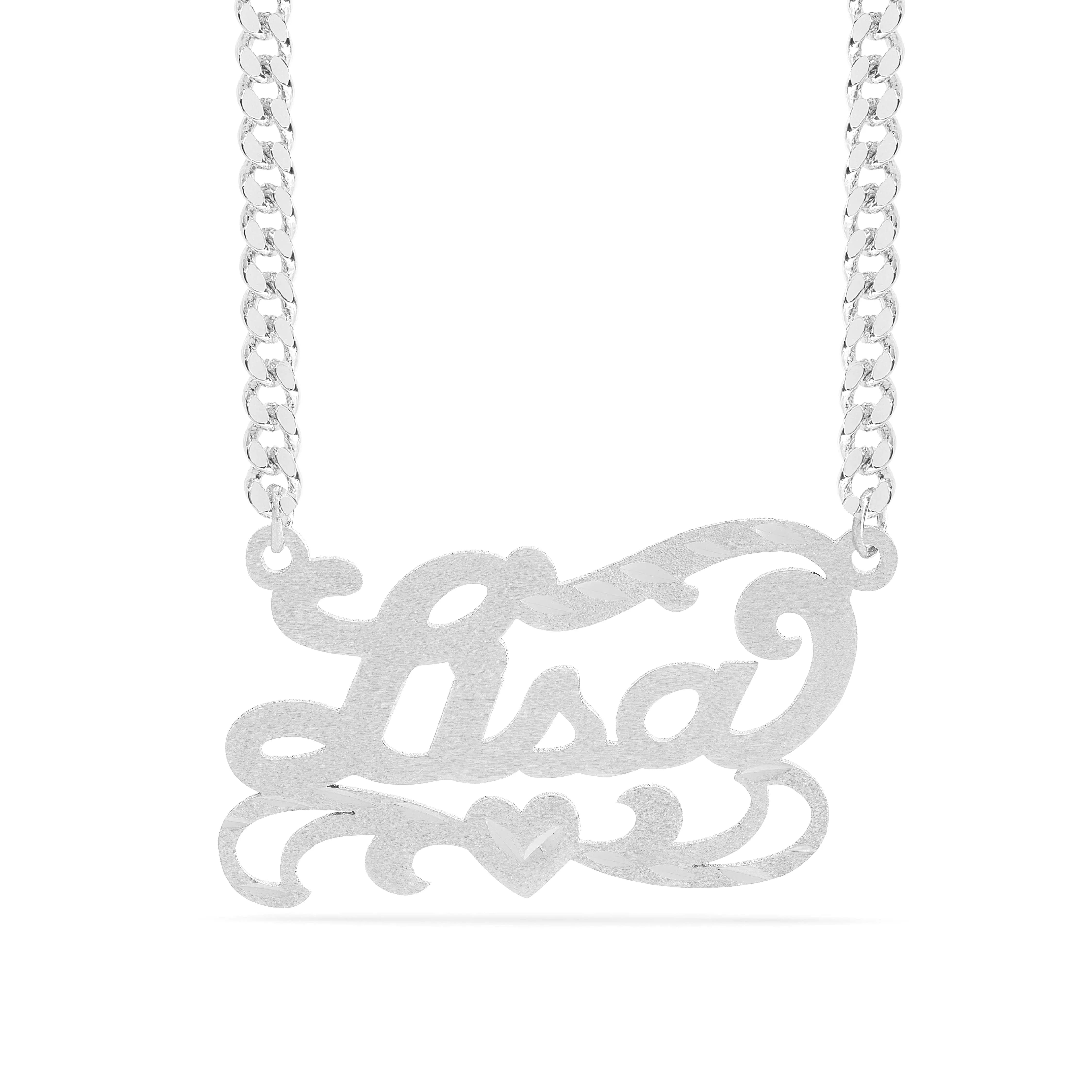 Personalized Name necklace with  Diamond Cut and Satin Finish Lisa