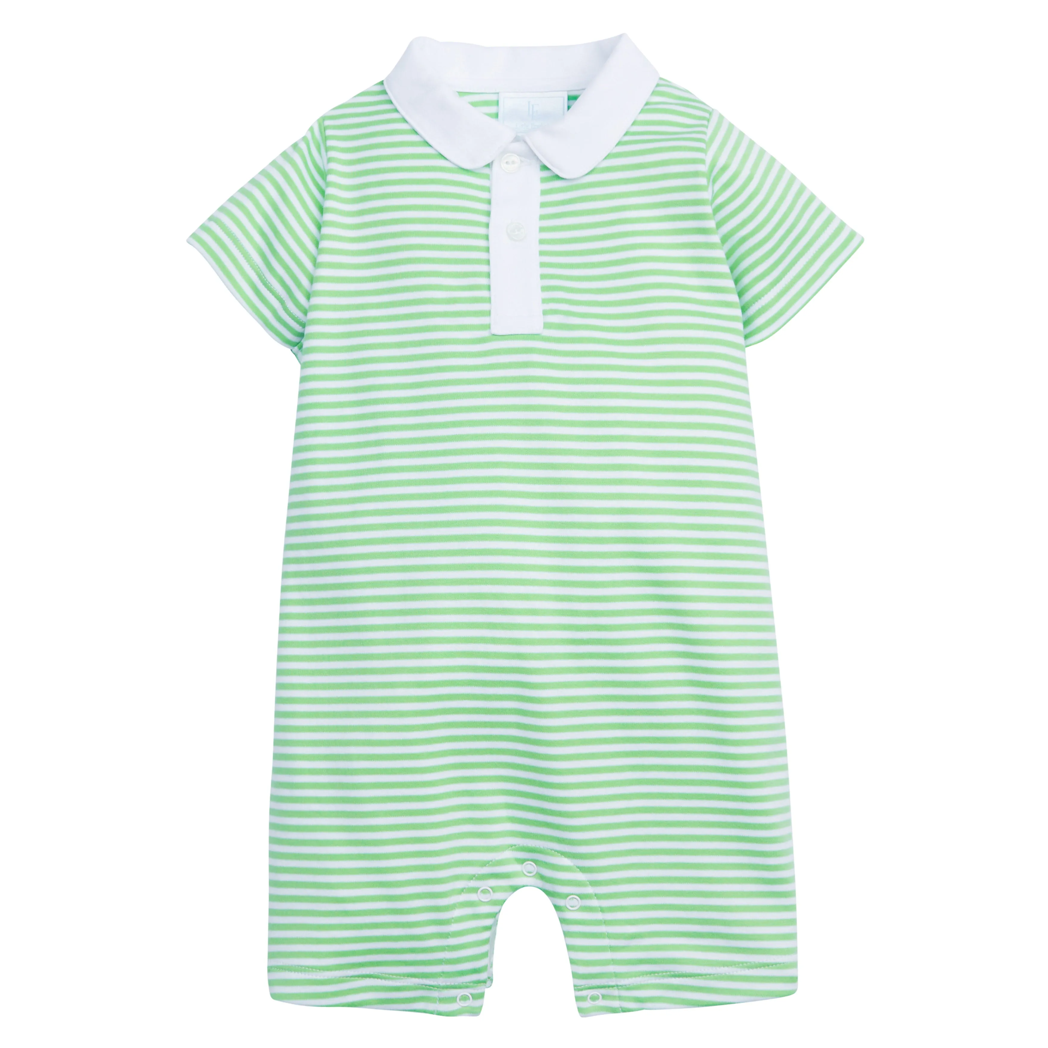 Peter Pan Polo Romper - Green Stripe