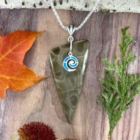 Petoskey Stone Swirl Charm Pendant Necklace