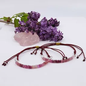 Pink Tourmaline Ombre Cord Bracelet