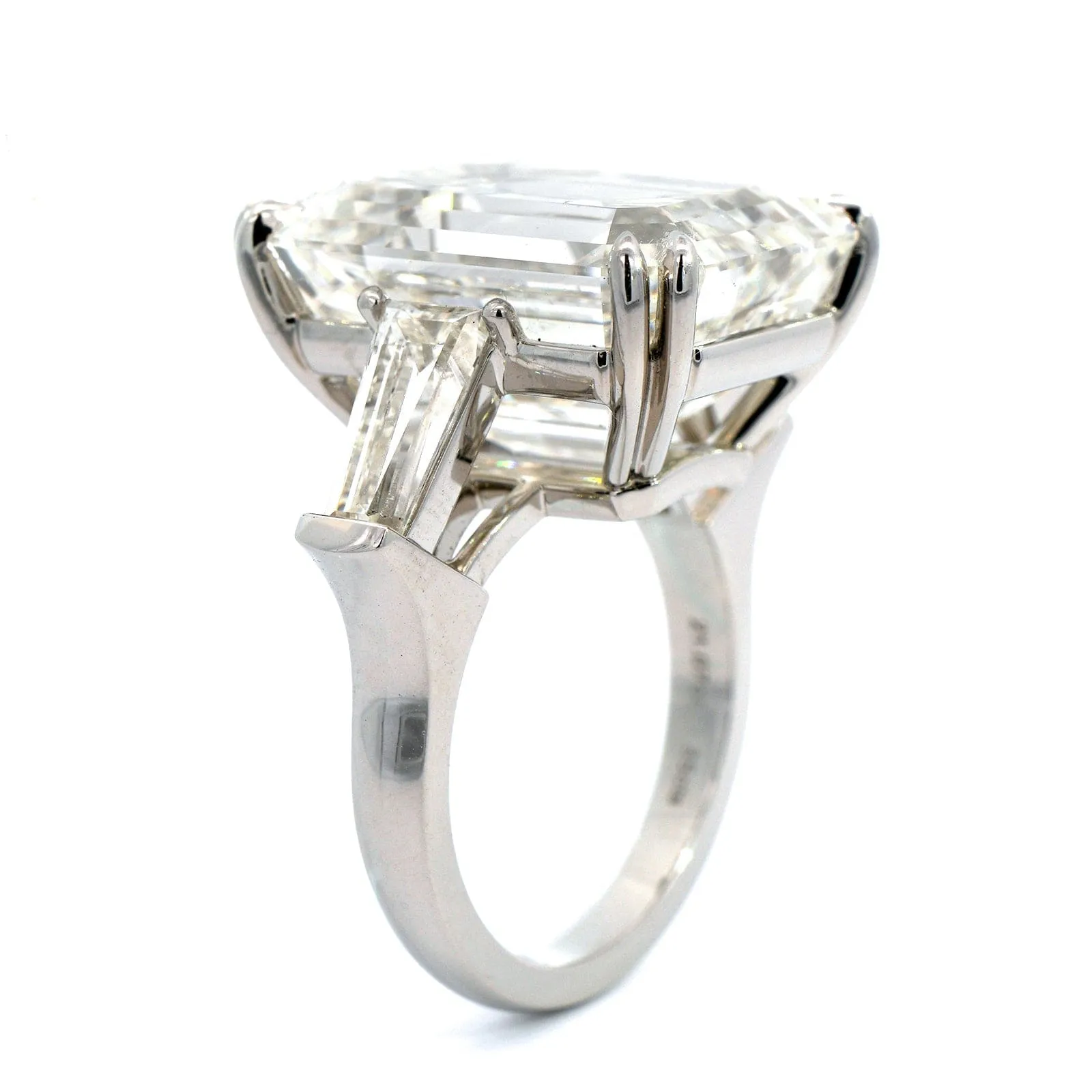 Platinum Emerald Cut Diamond Engagement Ring