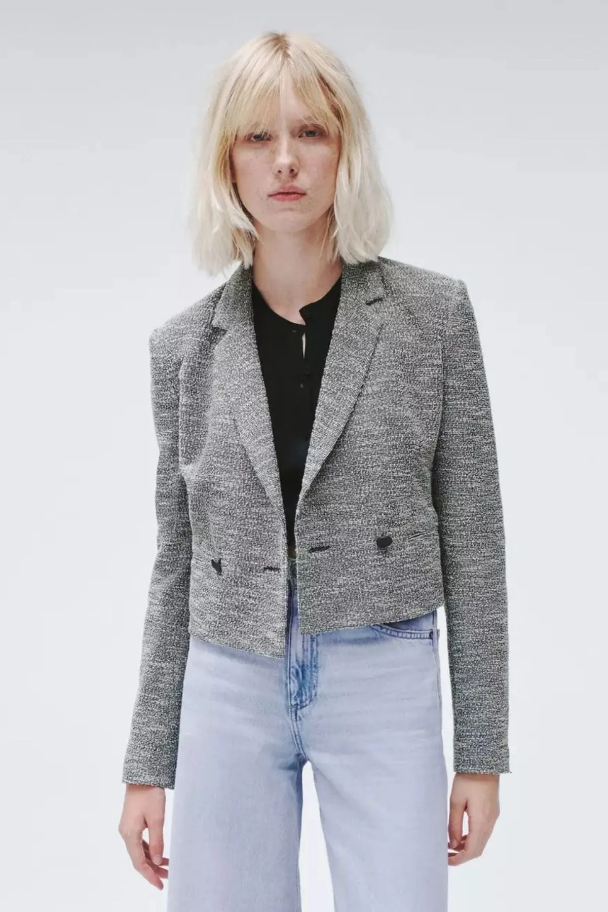 Rag & Bone Josie Italian Tweed Blazer - Navy/ White/ Multi