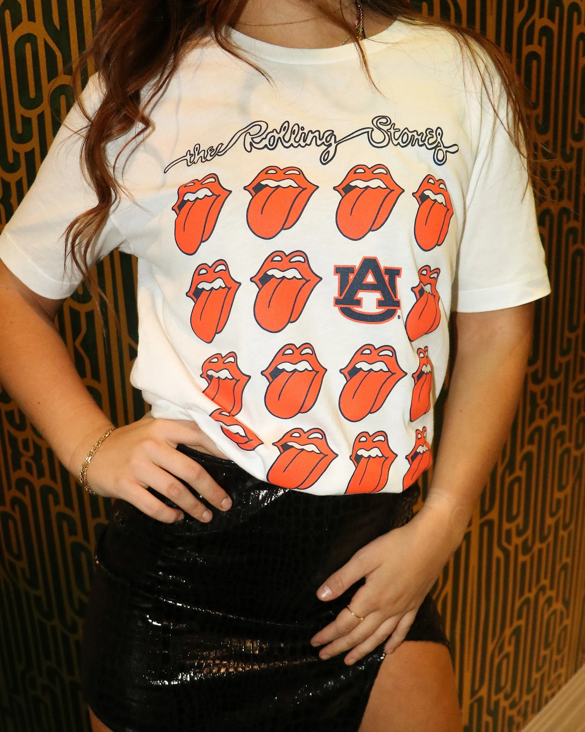 Rolling Stones Auburn Tigers Multi Lick White Tee