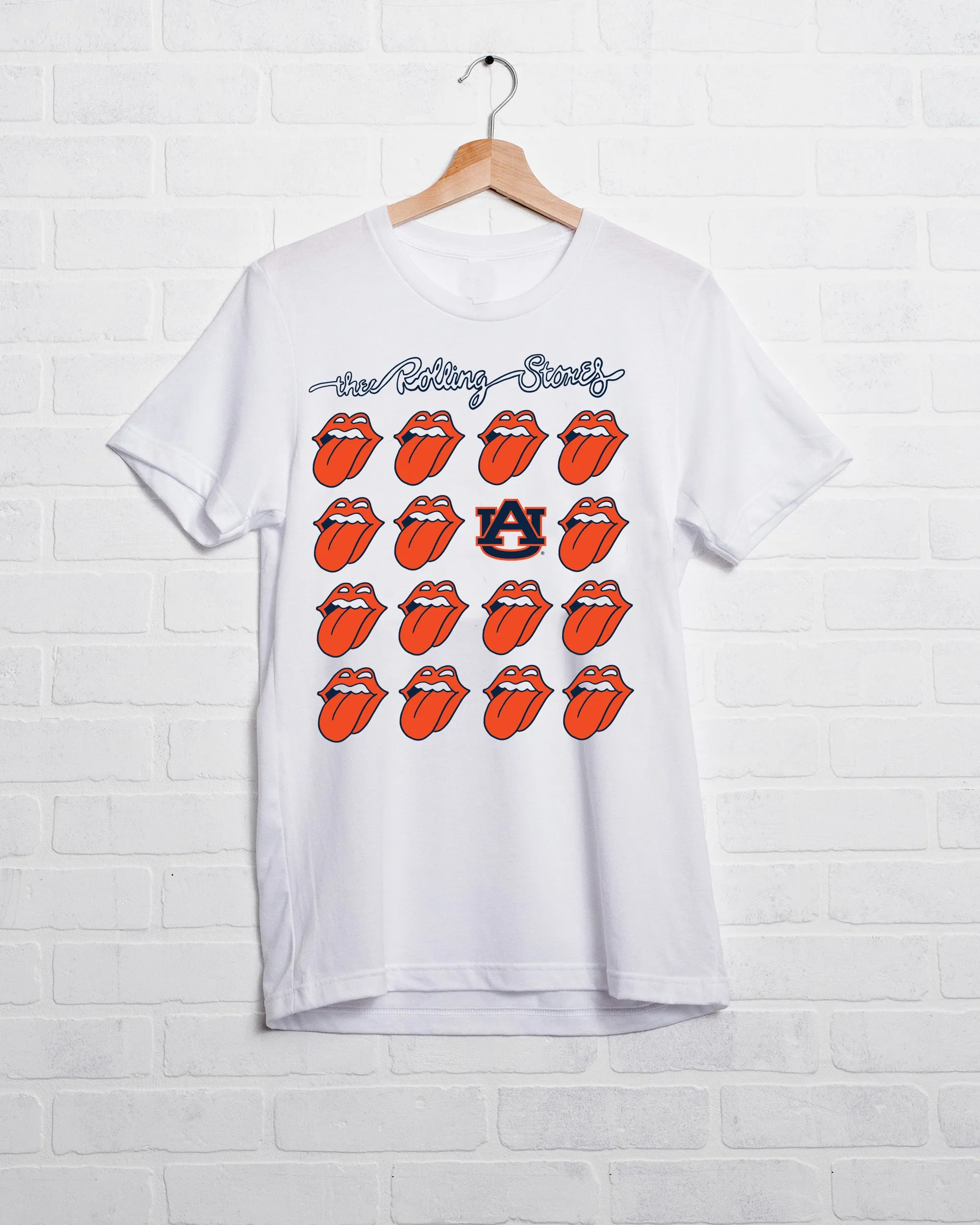 Rolling Stones Auburn Tigers Multi Lick White Tee