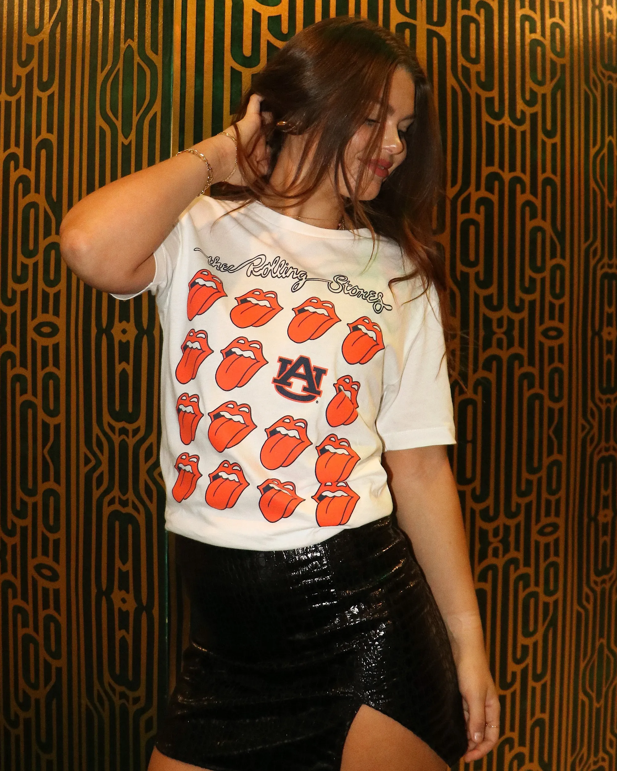 Rolling Stones Auburn Tigers Multi Lick White Tee