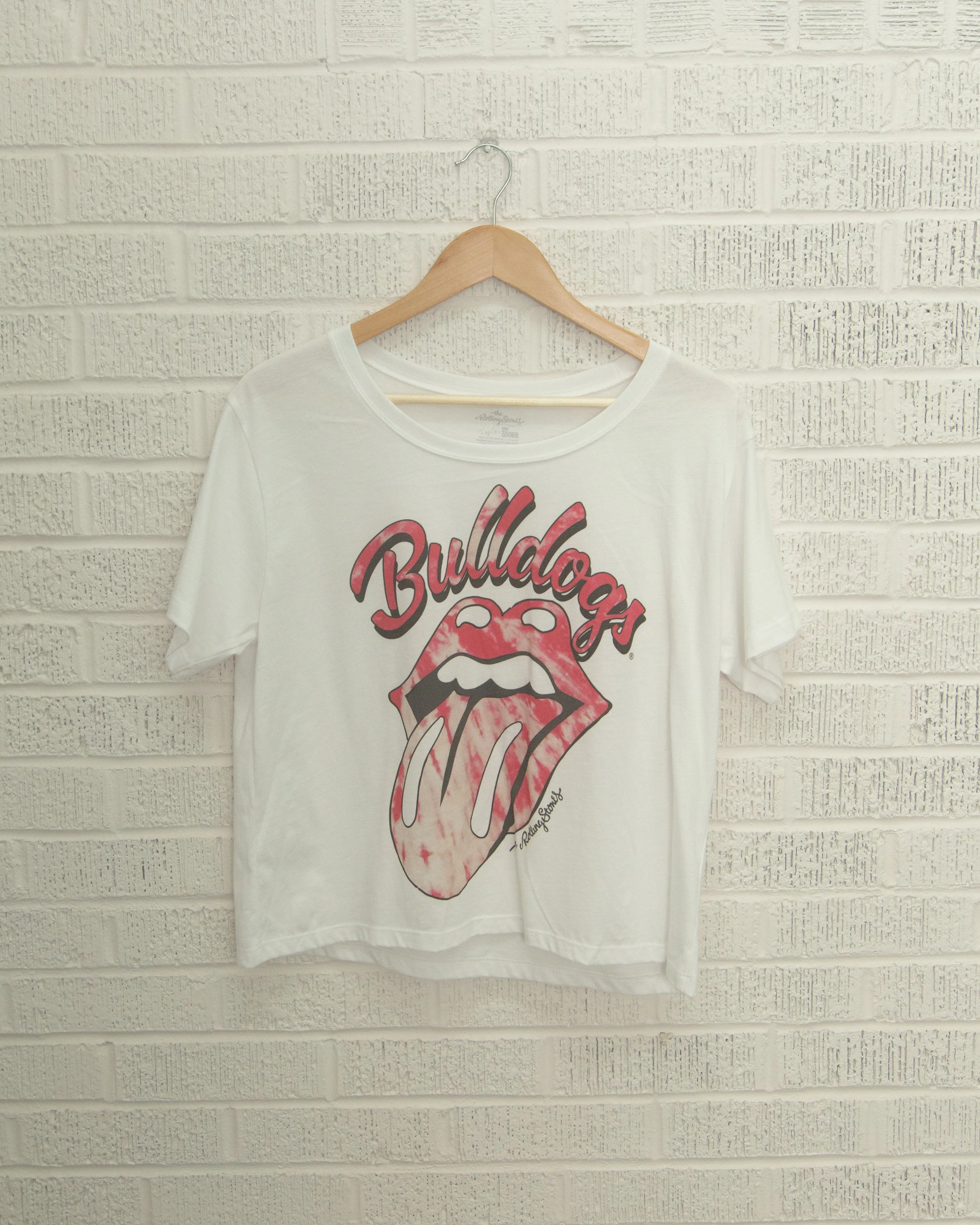 Rolling Stones UGA Bulldogs Tie Dye Lick White Cropped Tee