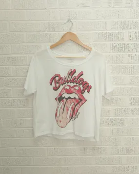 Rolling Stones UGA Bulldogs Tie Dye Lick White Cropped Tee