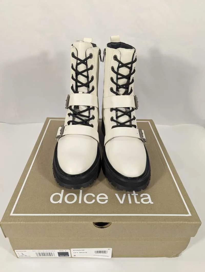 RONSON BOOTS OFF WHITE LEATHER - re:vita