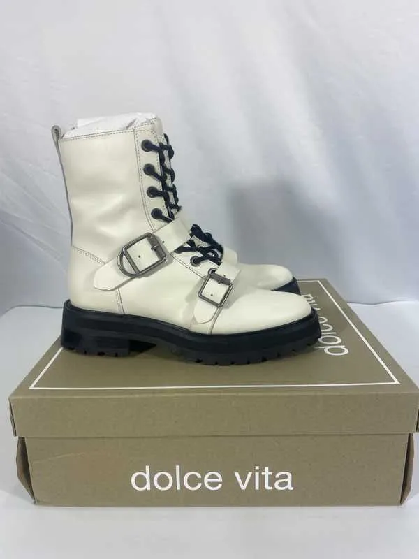 RONSON BOOTS OFF WHITE LEATHER - re:vita