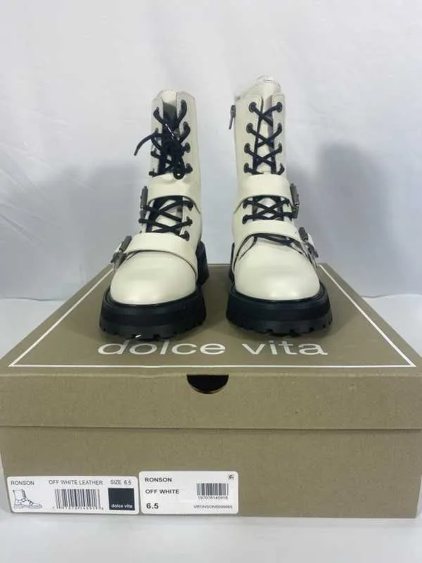 RONSON BOOTS OFF WHITE LEATHER - re:vita