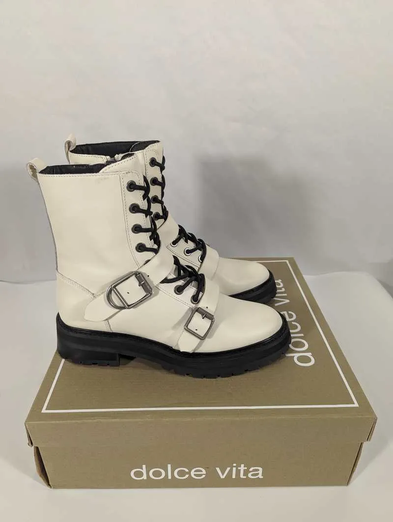 RONSON BOOTS OFF WHITE LEATHER - re:vita