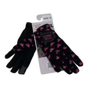 RSL Kids 'Norway' Winter Gloves in Black w/Pink Horses - Women's XXS/6