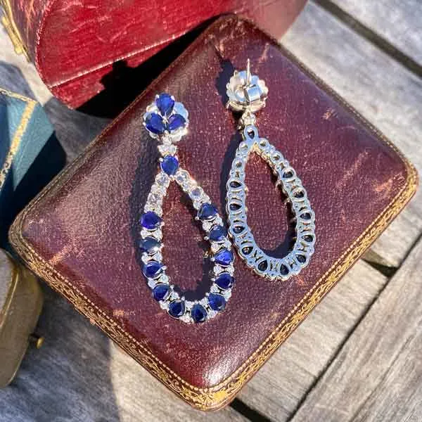 Sapphire & Diamond Drop Earrings