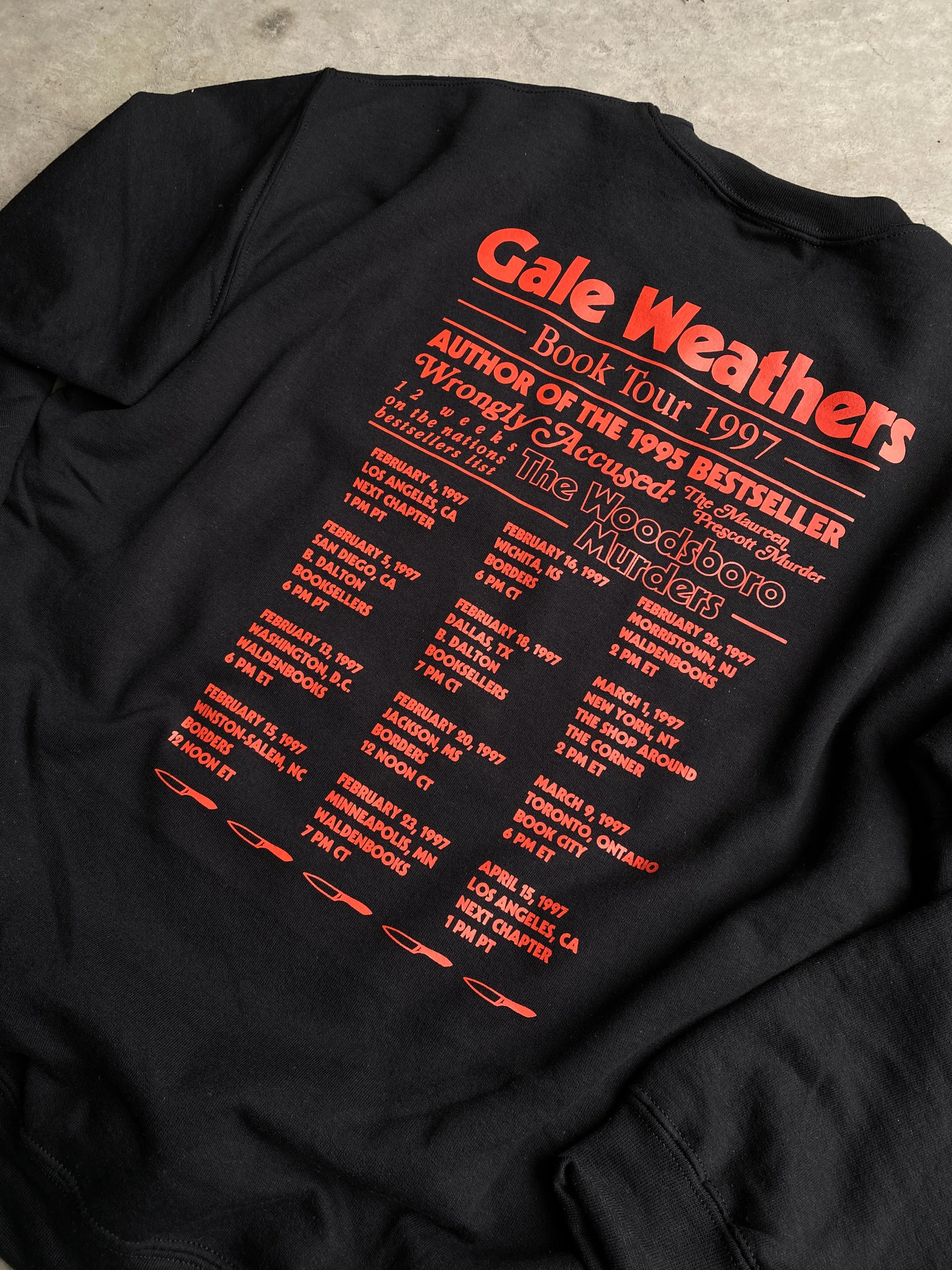 Scream Gale Weathers Book Tour 1997 Sweatshirt