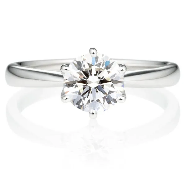 Six Prong Round Brilliant Engagement Ring [Setting Only] - EC010 With 0.68 Carat Round Shape Lab Diamond