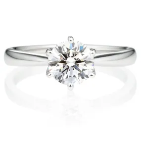 Six Prong Round Brilliant Engagement Ring [Setting Only] - EC010 With 0.68 Carat Round Shape Lab Diamond