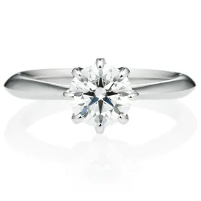 Six Prong Solitaire Round Brilliant Engagement Ring [Setting Only] - EC008 With 0.33 Carat Round Shape Lab Diamond