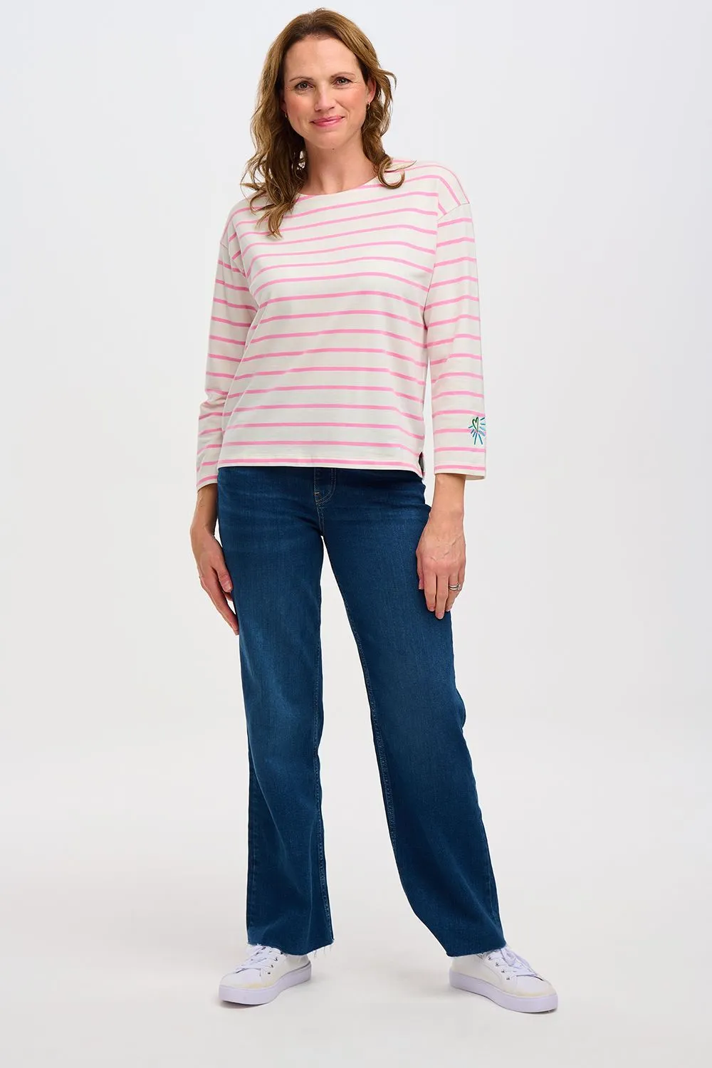 Sugarhill Brighton Off White Heart Cuff Billie Breton Organic Cotton Long Sleeved Jersey Top