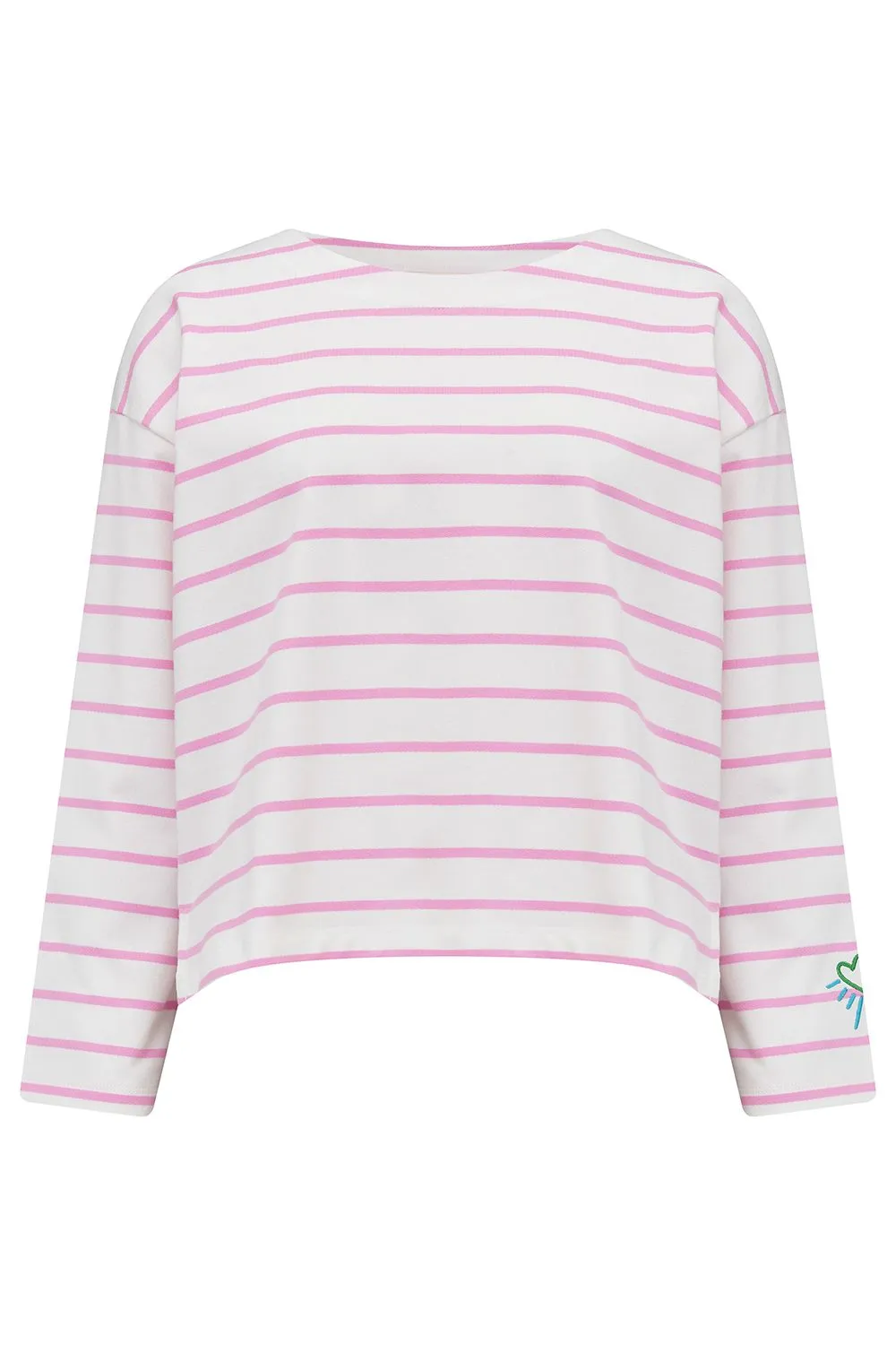 Sugarhill Brighton Off White Heart Cuff Billie Breton Organic Cotton Long Sleeved Jersey Top