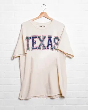 Texas Plaid Arch (Pink Outline) Off White Thrifted Tee