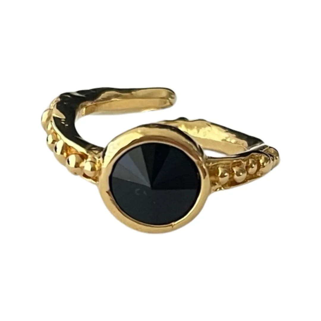 TRA-LA-RA GRECIA BLACK CRYSTAL RING