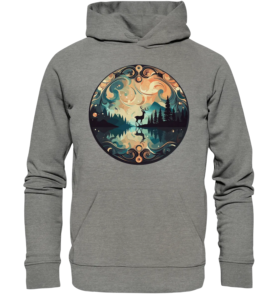 Unisex Bio-Hoodie mit Hirschmotiv "Polarlicht Hirsch"