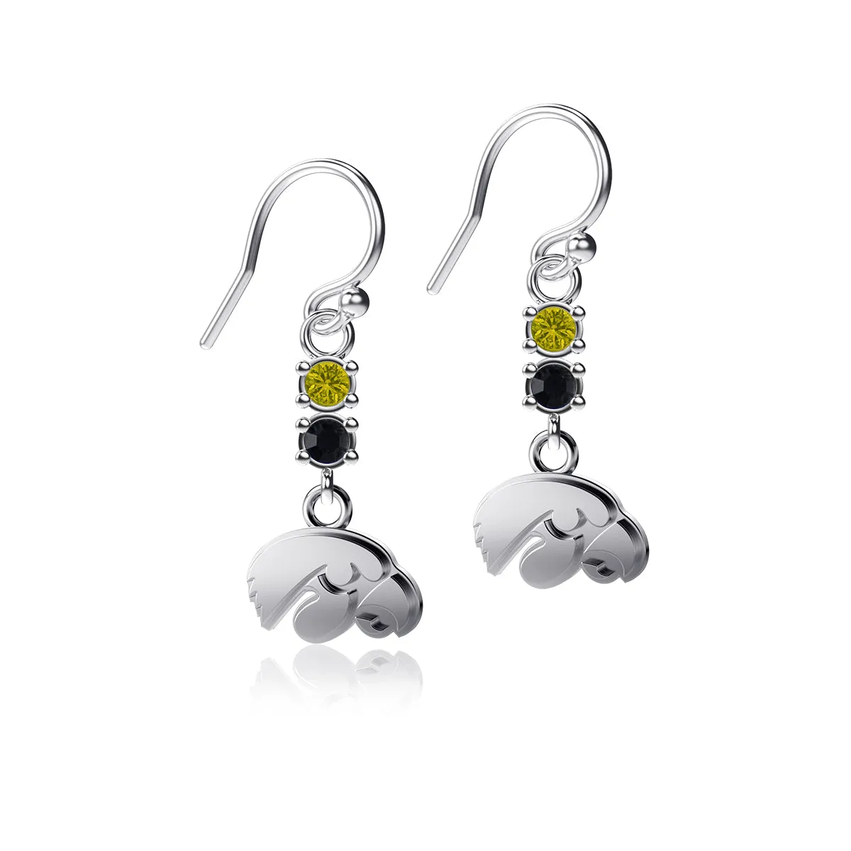 University of Iowa Crystal Dangle Earrings - Silver