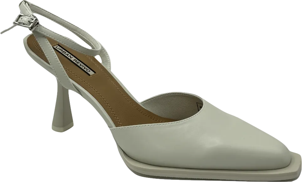 Urban Revivo White Square Toe Slingbacks UK 4 EU 37 👠