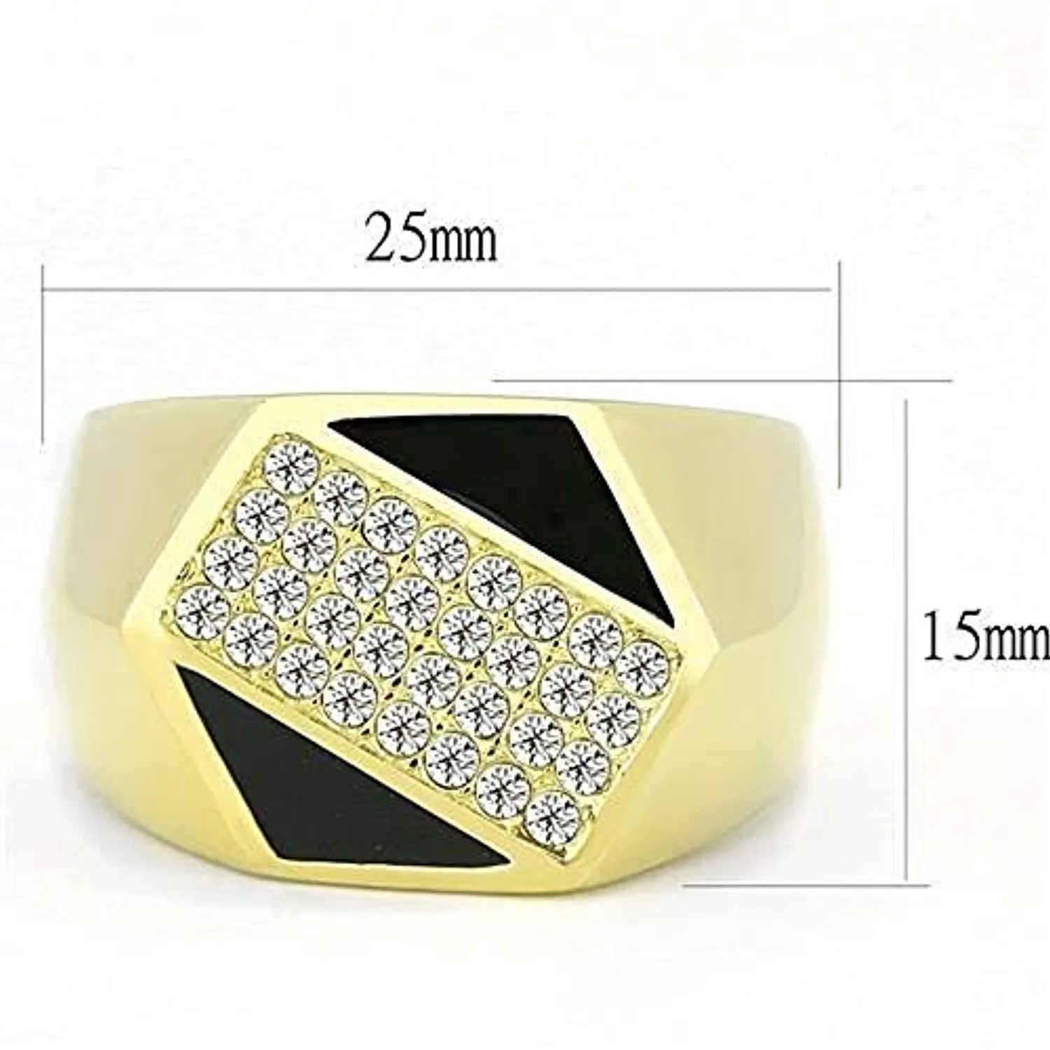 WildKlass Stainless Steel Ring IP GoldMen Top Grade Crystal Clear