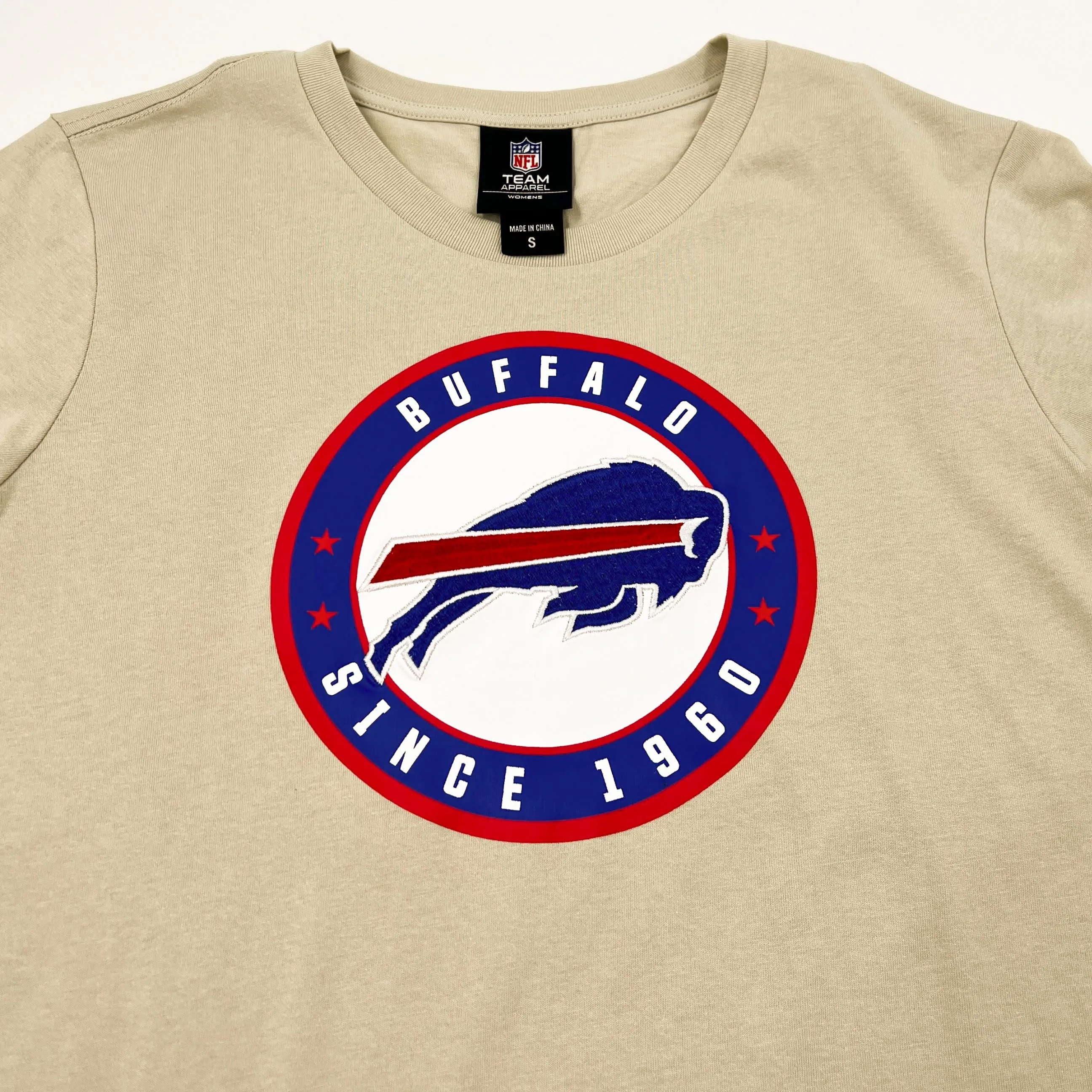 Women's New Era Buffalo Bills Stone Color Official 2023 NFL Draft T-Shirt