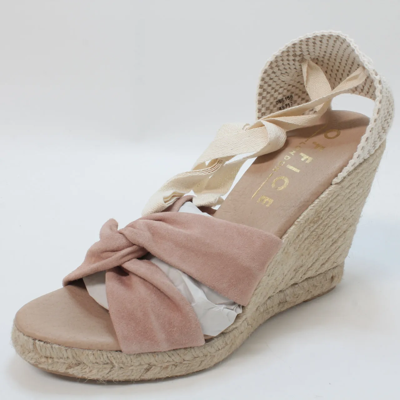 Womens Office Heather Ankle Tie Espadrilles Blush Suede Uk Size 5