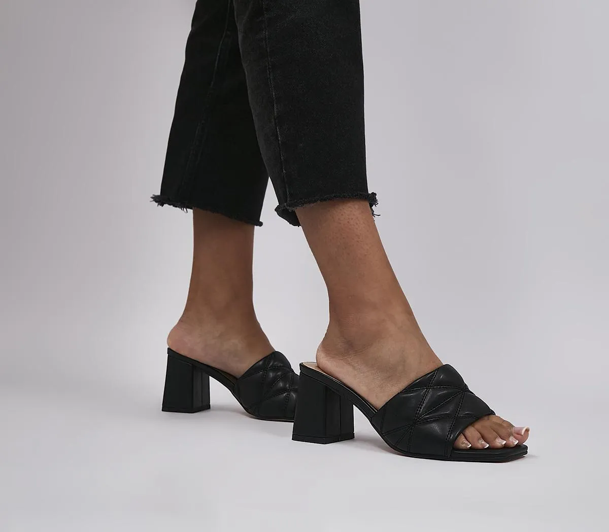 Womens Office Wide Fit: Magnum Quilted Mules Black